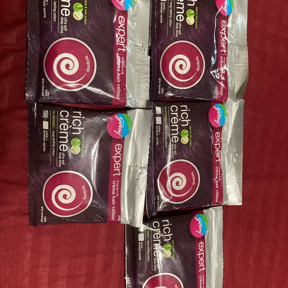Lot of 5 New Sealed Godrej Hair Color-Burgundy